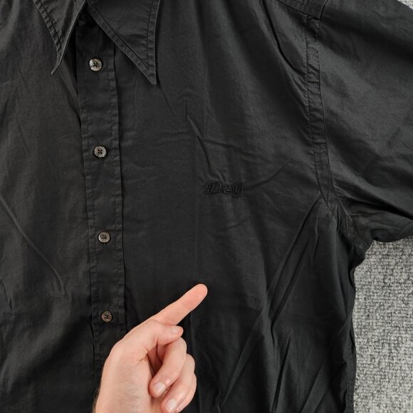 Dolce Gabbana 16 Point Black Solid Men Long Sleeve Button Up Shirt Adult - Picture 10 of 16